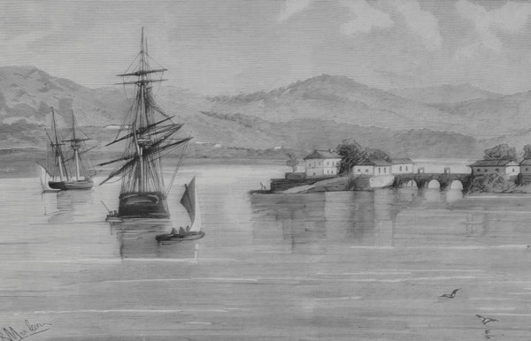 History of Spain. Island of San Simon, in the Vigo estuary. Pontevedra province, Galicia, Spain.