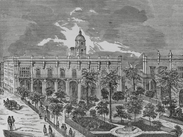 Havana, Cuba. View of the Plaza de Armas, featuring the Palace of the Captains-General. Engraving.