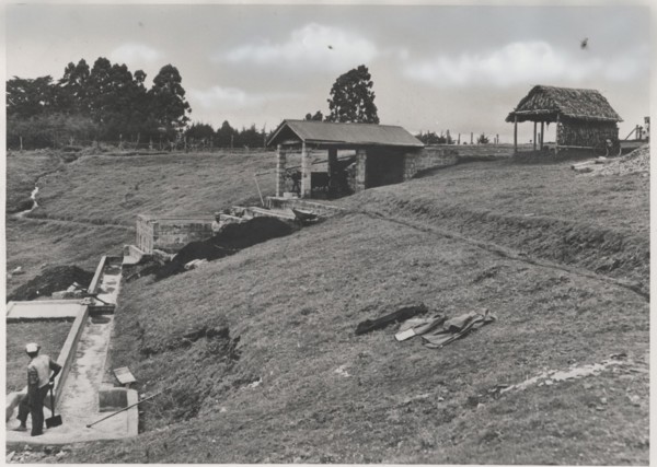 A tank where the coffee beans are first soaked before descending to the machinery house further down