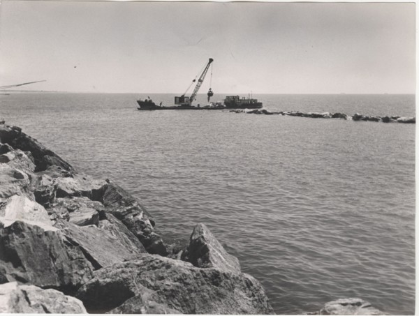 Breakwater dam. Marina di Pisa, Italy,