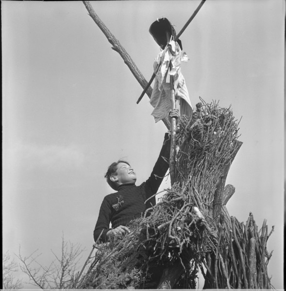 Symbolic burning of winter in Biel-Benken, circa in 1948.