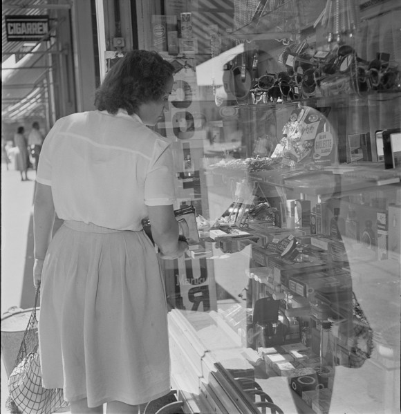 Scene from the Langstrasse in Zurich 1949.