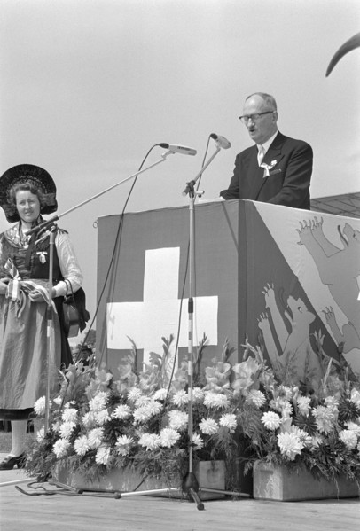 Swiss wrestling festival 1966 in Frauenfeld: Speech of member of Federal Council Chaudet.