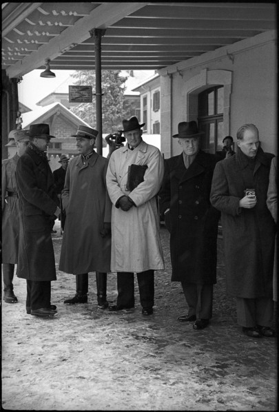 WWII: Waiting for the Allied economic delegation, Les Verrieres station, 1945.