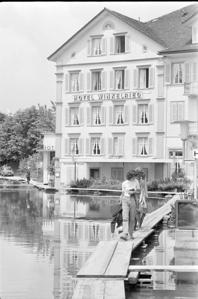 High water in Ennetburgen after landslide 1970.