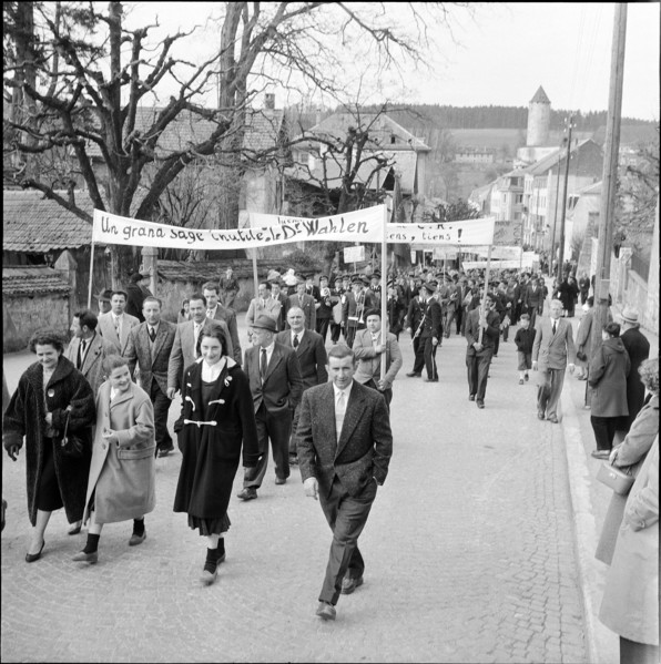 Demonstration of Ajoie farmers, 1957.