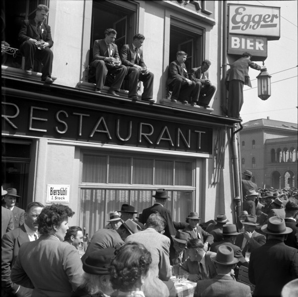 Farmers protest against milk price reduction; cut in milk price; 1954.