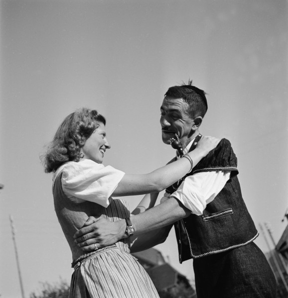 Dancing couple at the harvest festival La Benichon, 1942.