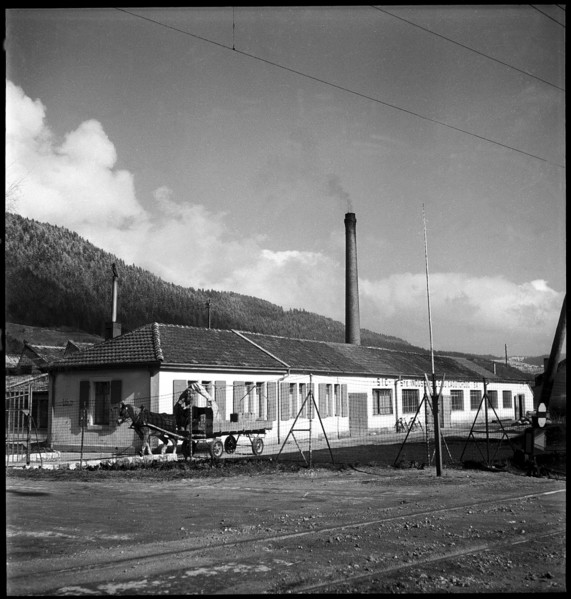 Val de Travers, Fleurier, rubber factory; 1950.