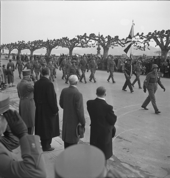 Military parade on Quai du Montblanc, Geneva 1951.