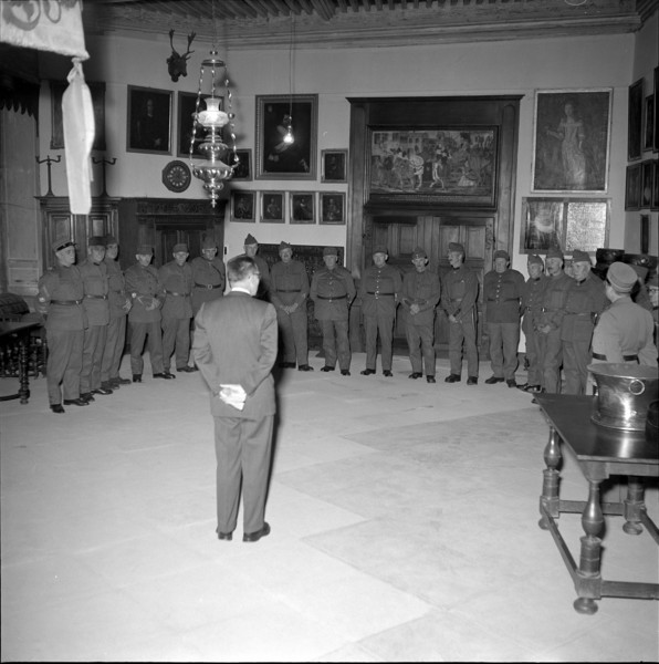 Sixty years old soldiers being discharged, La Sarraz 1954.