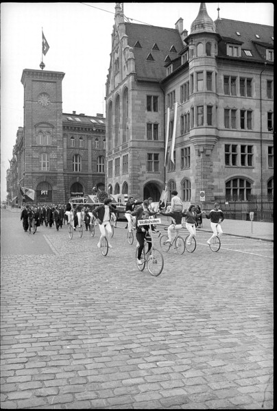 Bikers at town hall: May Day rallies, Zurich 1971.