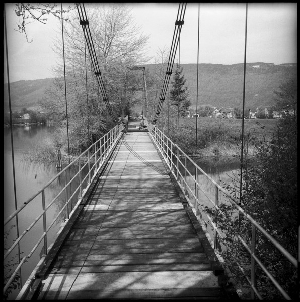 Nidau, renovated suspension bridge; 1960.
