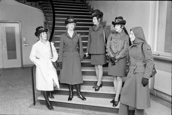 Uniform presentation of the new traffic policewoman, 1971.
