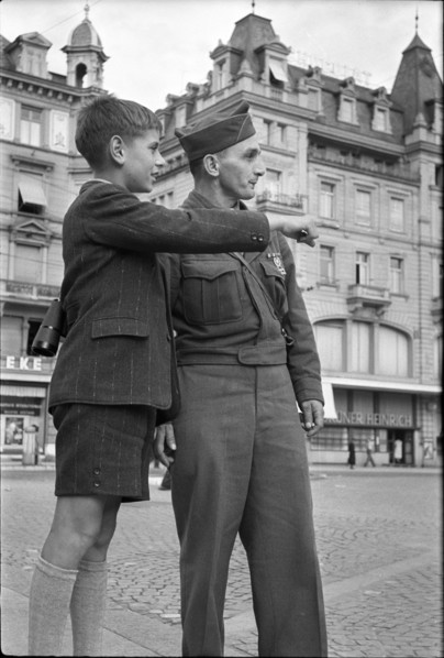 After WW 2: american soldier in Zurich, 1945.