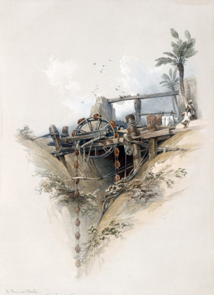A Persian wheel used to raise water from the Nile