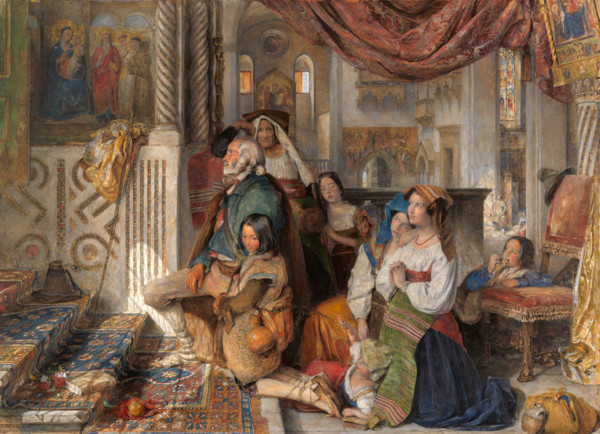 Roman pilgrims in a pilgrimage church