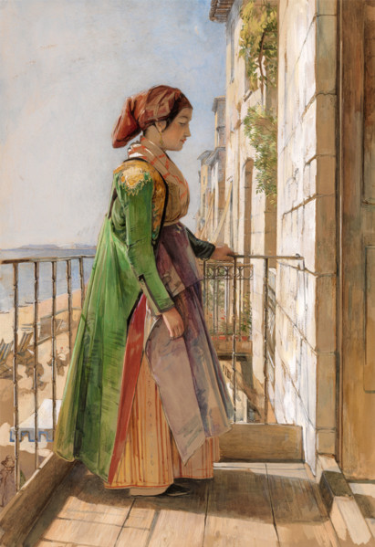 Greek Girl on a Balcony