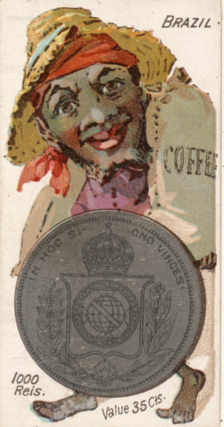 Coins from various countries with symbolic people