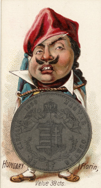 Coins from different countries with symbolic people