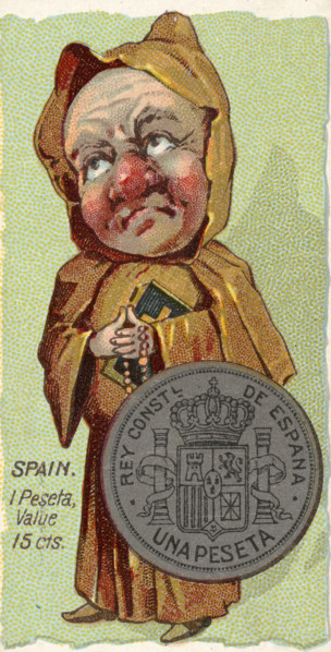 Coins from different countries with symbolic people