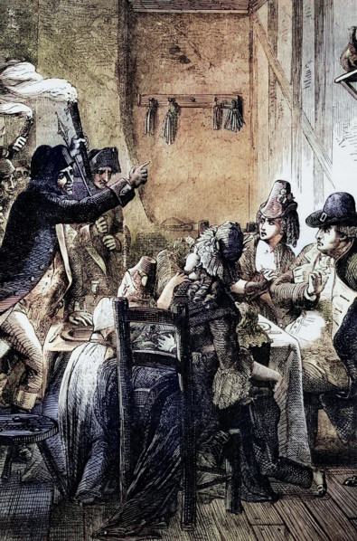 The arrest of King Louis XVI and his family on 3 December 1791 in Varennes in the Meuse department