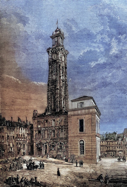 The Belfry of Valenciennes. a city in the Nord department in northern France. The site of a siege