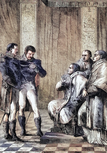 The arrest of Pope Pius VII after the occupation and annexation of the Papal States by France in