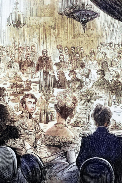 A banquet for the Emperor of Russia. the King of Prussia. etc. in the Guildhall. London. England.