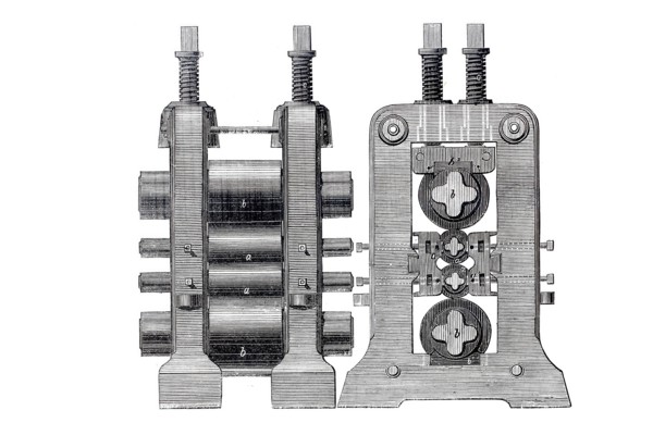 Sheet metal rolling machine.