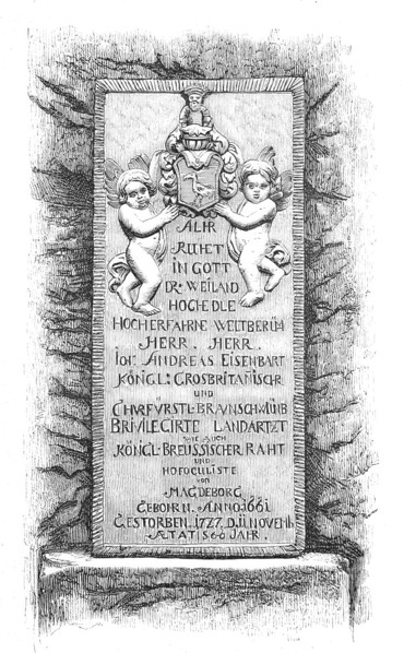 The tomb of Dr. Eisenbart at the Aegidienkirche in Hann.