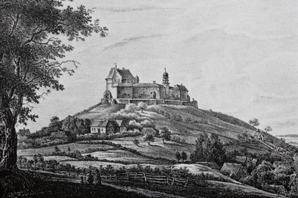 Spielberg Castle in the Franconian Alb in the Middle Ages.