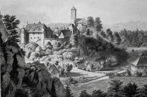 Medieval view of Aufsess Castle.