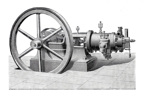 Horizontal petroleum engine.