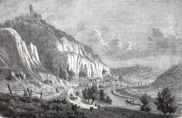 Randeck Castle and the village of Neuessing in the Altmuhl Valley.