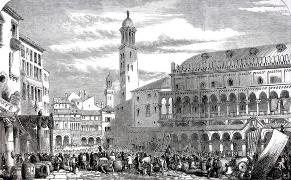 The Piazza delle Erbe in Padua.