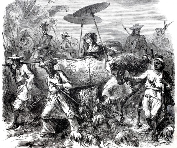 Wilhelmina Mac-Slane in a palanquin.