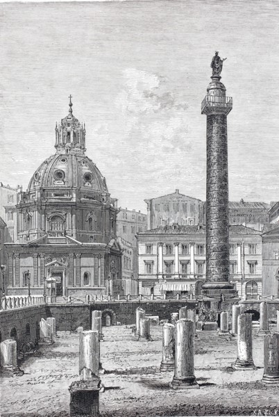 Trajan's Column and part of the Forum in Rome.