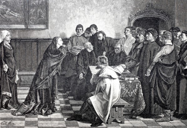Mary of Burgundy asks the judges of Ghent for mercy for the councillors Hugonet and d'Himbercourt.