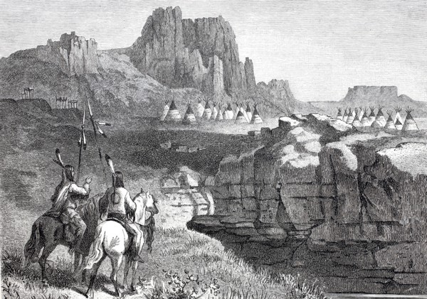 An Indian camp with tents.