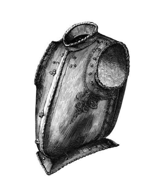 Back and breastplate. opening at the front. known as a vest breastplate. circa 1580. from the book