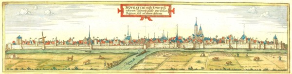 The city of Neuss before the war in 1586. North Rhine-Westphalia. Germany. Historical. digitally