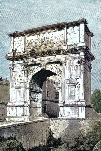 Arch of Titus. Arco di Tito. a single-arch triumphal arch on the Velia. a hill in Rome. Italy.