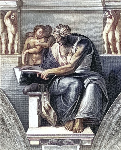 Sibylla Delphica. Sibyl of Delphi. depiction from the Sistine Chapel in the Vatican. Rome. Italy.
