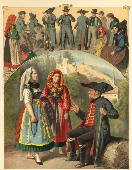 Traditional costumes from Franconian Switzerland. Upper Franconia. Bavaria. Germany. digitally