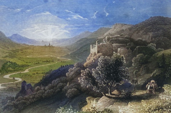 Castle and village of Streitberg. climatic health resort. Franconian Switzerland. around 1850.