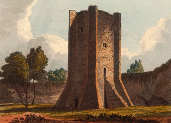 Watchtower of Conisbrough Castle. a medieval fortress in Conisbrough. South Yorkshire. England.