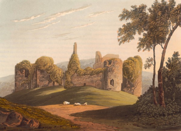 Grosmont Castle. castle ruins in Monmouthshire. Wales. around 1850. after a painting by Theodore