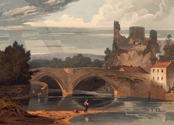 Barnard Castle. castle and surrounding town in County Durham. northern England. around 1850. after
