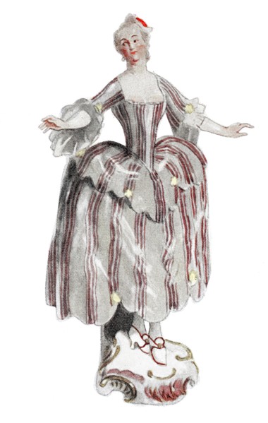 Costumes based on porcelain figurines in Germany and Austria. Rococo. Höchst and Frankenthal. 1760.